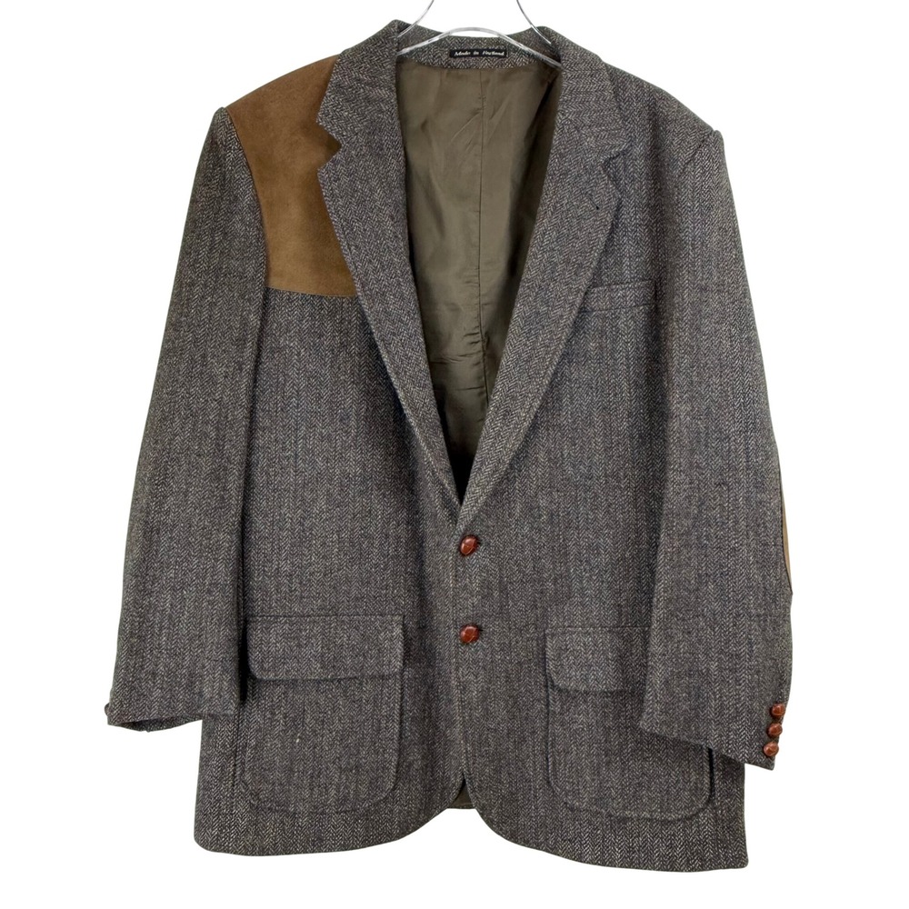 Vintage England NORM THOMPSON WOOL TWEED Shooting Jacket ELBOW BLAZER‎ 46L